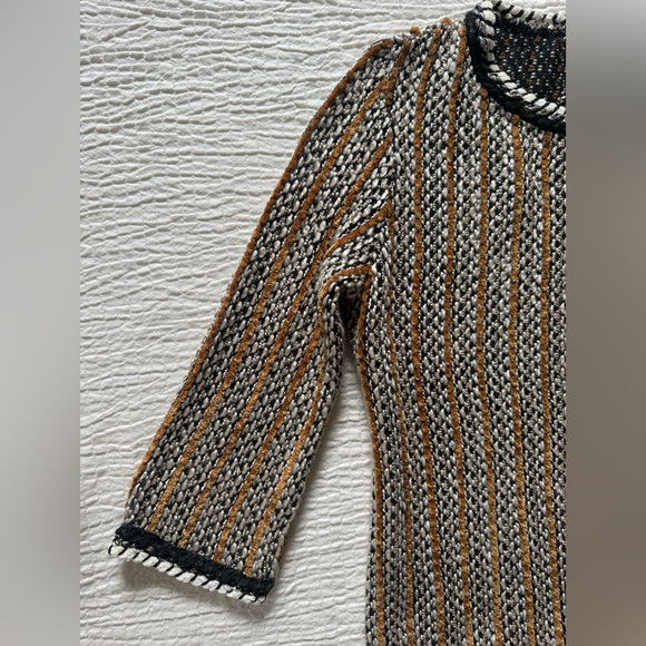 Zara Black, White & Burnt Orange Striped Midi Dress - Picture 3 of 12